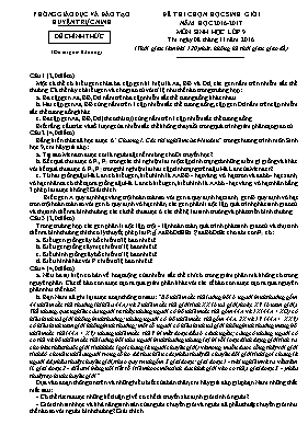 Đề thi chọn học sinh giỏi năm học 2016 - 2017 môn Sinh học lớp 9